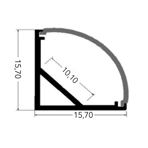 PERFIL DE ALUMINIO + DIF OPAL SUPERFICIE 90º 16x16mm L=2m 147-70913