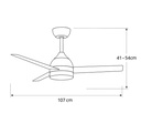 VENTILADOR DECORATIVO COLOR BLANCO ASPAS EN MADERA Ø107 MOTOR DC 22W CON LUZ LED Y MANDO A DISTANCIA