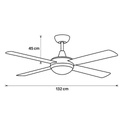 VENTILADOR 4 ASPAS COLOR NIQUEL E27 Ø132 70W C/MANDO