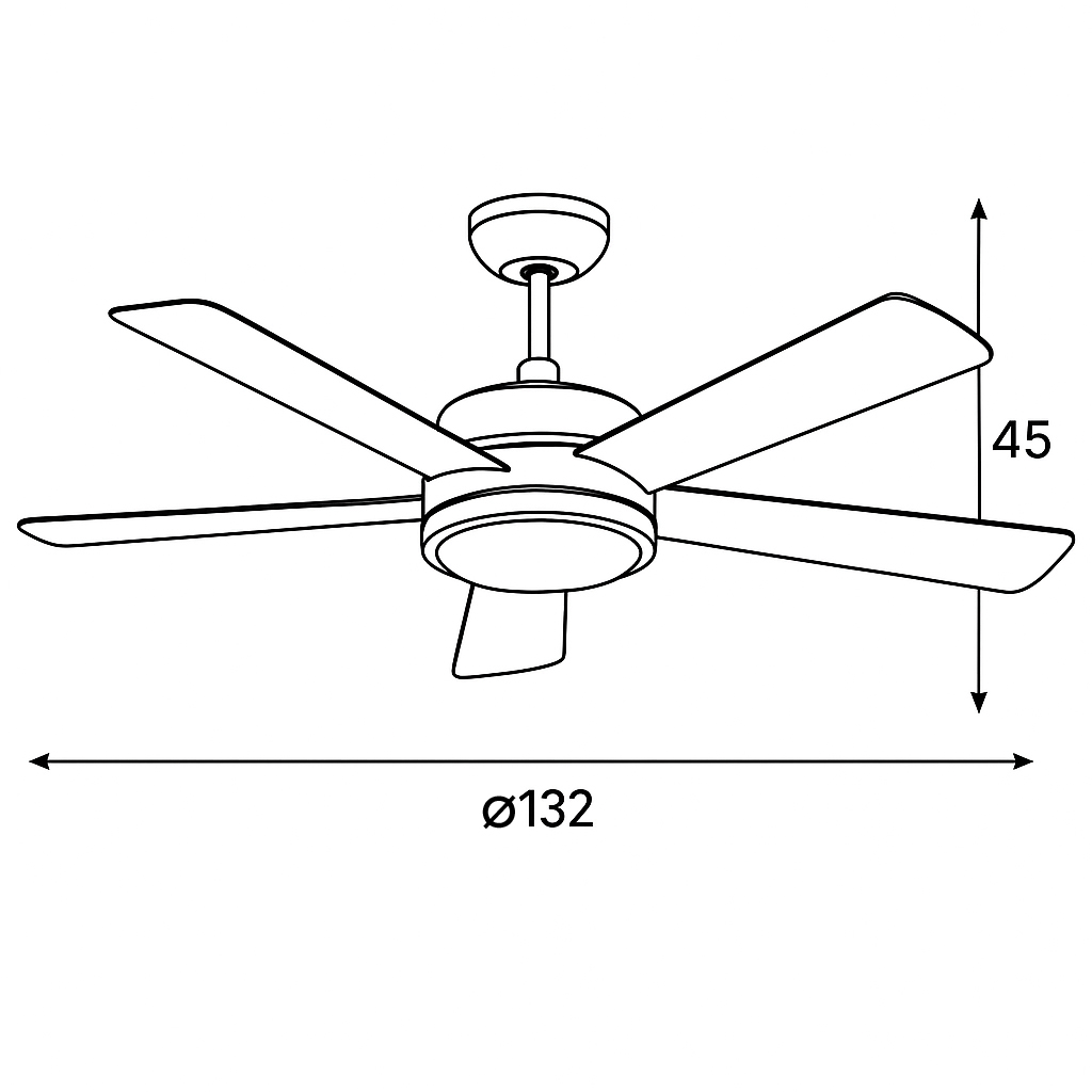 VENTILADOR DECORATIVO 1xE27 CON MANDO Ø130 70W