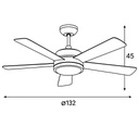 VENTILADOR DECORATIVO 1xE27 CON MANDO Ø130 70W