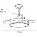 VENTILADOR DECORATIVO CON ASPAS RETRÁCTILES, ALTAVOZ BLUETOOTH, LUZ LED Y MANDO A DISTANCIA MOTOR 32W DC