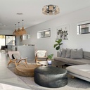 VENTILADOR DECORATIVO COLOR BLANCO ASPAS EN MADERA Ø107 MOTOR DC 22W CON LUZ LED Y MANDO A DISTANCIA