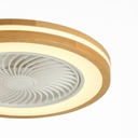 PLAFÓN DECORATIVO CON VENTILADOR COLOR BLANCO Y MADERA Ø50 MOTOR DC 15W CON LUZ LED 41W