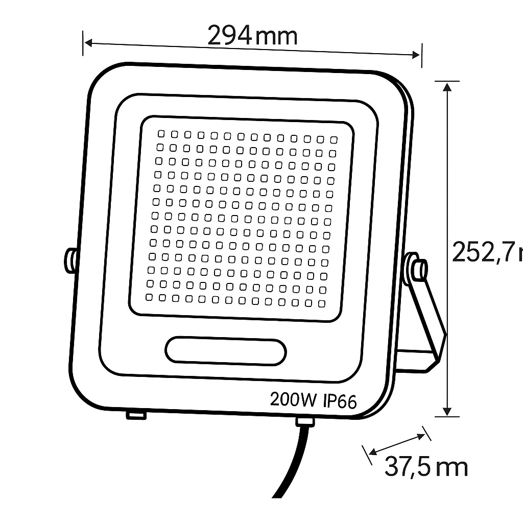 PROYECTOR LED SMD 200W NEGRO IP66 6500K PLUS