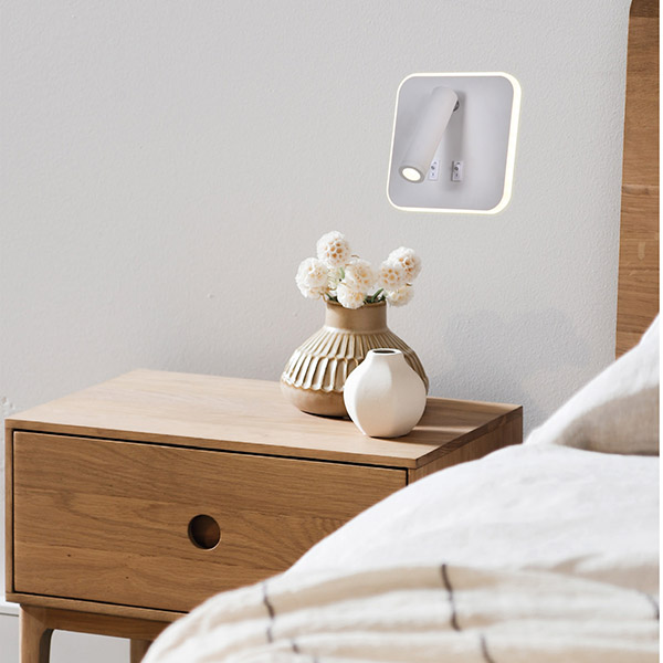 LUZ DE LECTURA DE PARED PARA CAMA "IRIS K" 11W Y 3W LED 3000K BLANCO PRO
