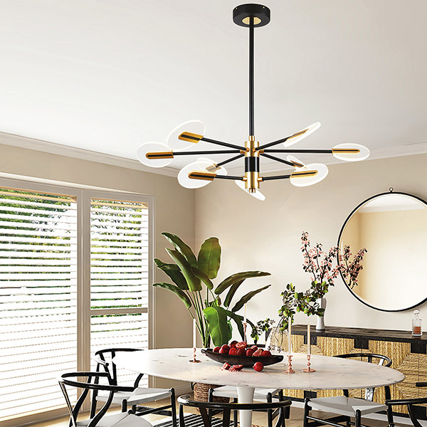 LAMPARA DE TECHO SUSPENDIDA NINEFOLD LED 63W 3CCT 88x65 NEGRO/ ORO