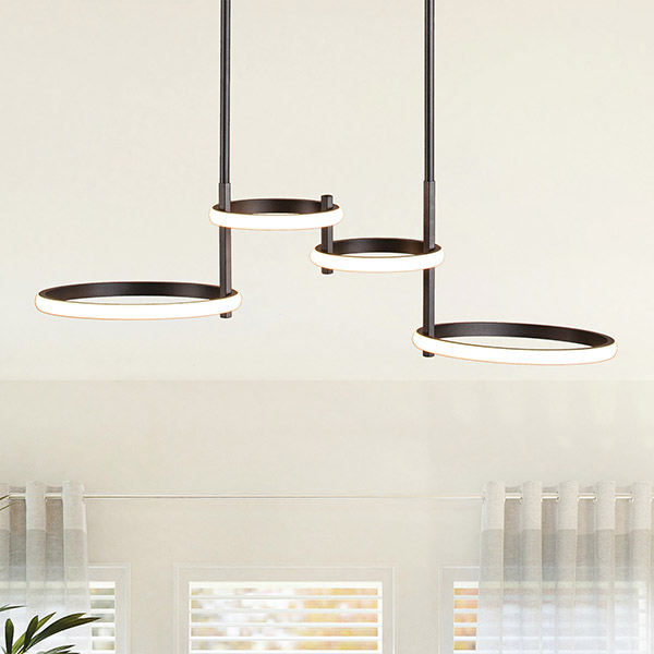LUMINARIAS COLGANTES CUADRIPLES LED 41W 810x280x320 NEGRO