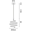 LUMINARIAS DE COLGAR REDONDO LED 60W Ø430x1200 ORO