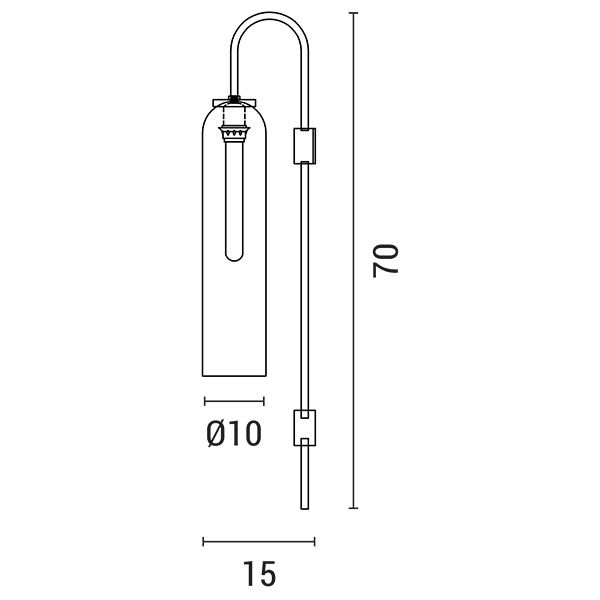 APLIQUE  DE PARED E27 10x70 AHUMADO ORO
