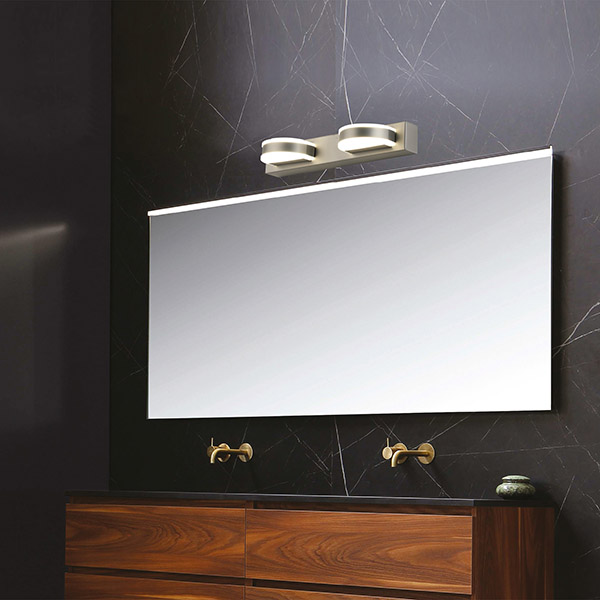 LUMINARIAS PARA BAÑO LED 8W 4000K OVAL 2Ø 320X50X100 NIQUEL
