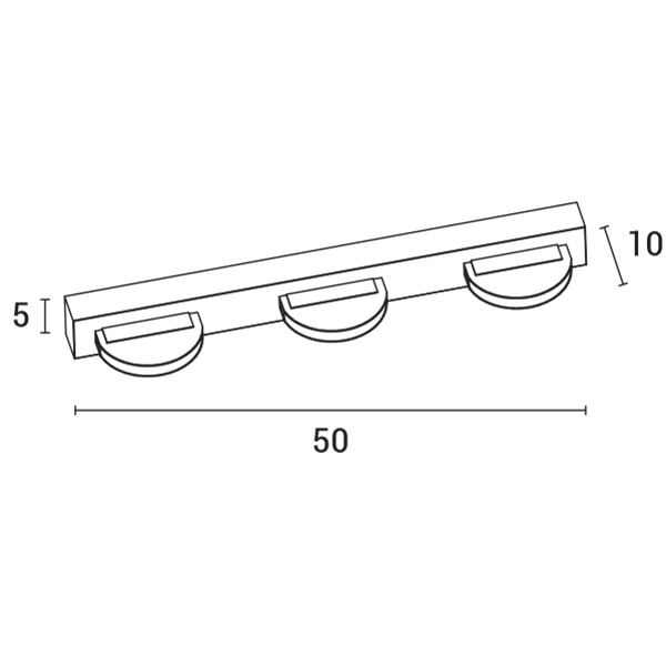 LUMINARIAS PARA BAÑO LED 12W 4000K OVAL 3Ø 500X50X100 NIQUEL