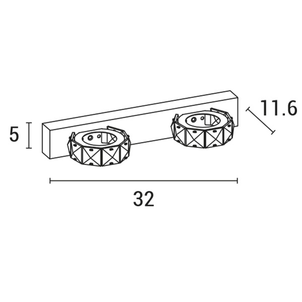 LUMINARIAS PARA BAÑO LED 6W 4000K OVAL 2Ø 320X50X116 NIQUEL