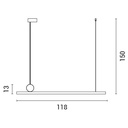 LÁMPARA COLGANTE LINEALES LED 25W L118*H13CM, 3CCT NEGRO ARTE ILLUMINA