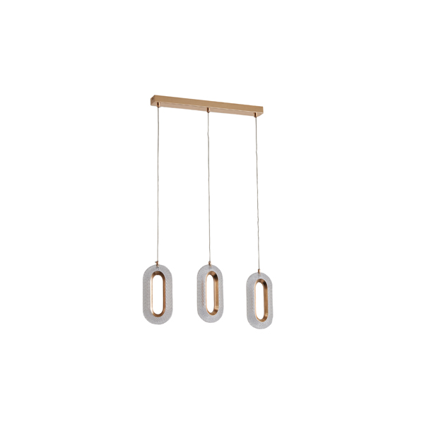 LÁMPARA COLGANTE ALUMINIO 3 LUCES LED 26W 570x1290mm 2254lm 3000K ORO ROSA ARTE ILLUMINA KRIKO