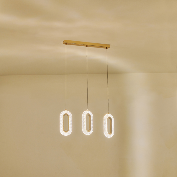 LÁMPARA COLGANTE ALUMINIO 3 LUCES LED 26W 570x1290mm 2254lm 3000K ORO ROSA ARTE ILLUMINA KRIKO
