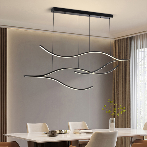 LÁMPARA COLGANTE ALUMINIO 30W 2260lm 3000K 30x1200x1450mm NEGRO ARTE ILLUMINA WAVES