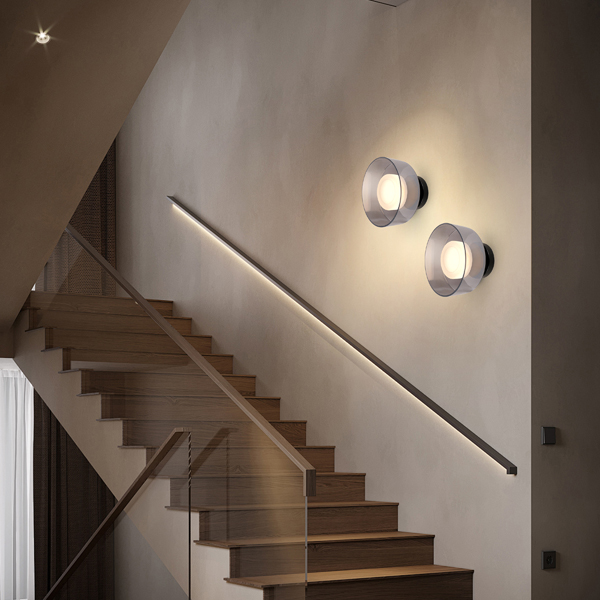 APLIQUE DE PARED METAL-CRISTAL LED 8W 624lm 3000K 200x200mm NEGRO-GRIS AHUMADO ARTE ILLUMINA NIMBUS