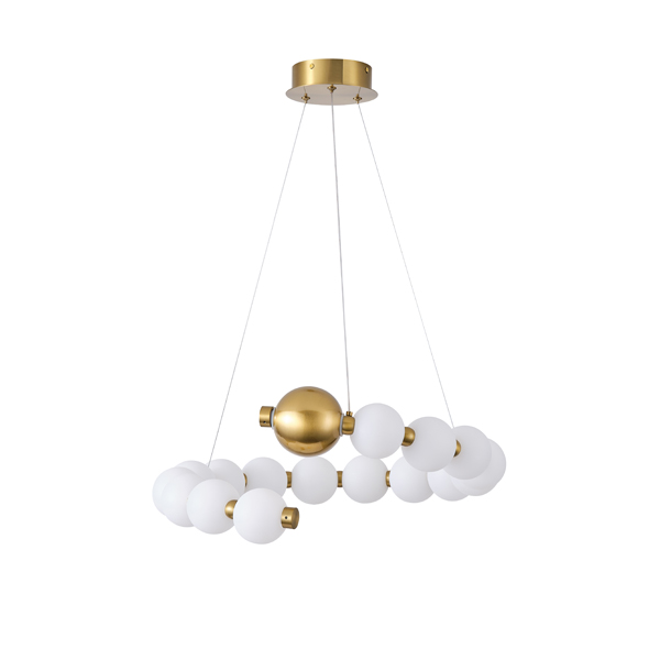 LÁMPARA COLGANTE METÁLICAS LED 20W 1560lm 3000K 530x150mm LATÓN-BLANCO LECHOSO ARTE ILLUMINA TREA