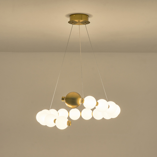 LÁMPARA COLGANTE METÁLICAS LED 20W 1560lm 3000K 530x150mm LATÓN-BLANCO LECHOSO ARTE ILLUMINA TREA