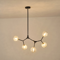 LÁMPARA COLGANTE 5 LUCES 5xG9 MAX 15W 800Χ900mm NEGRO-GRIS ARTE ILLUMINA ATOM