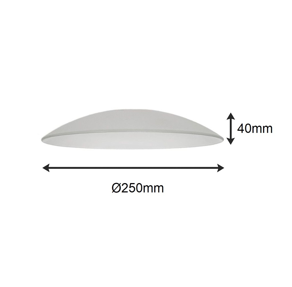CRISTAL DE RECAMBIO DOWNLIGHT Ø18,4cm TRANSPARENTE CON SERIGRAFIA BLANCA