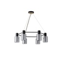 LÁMPARA COLGANTE METAL-VIDRIO 6xE14 MAX 8W Ø700x600mm NEGRO-LATÓN ARTE ILLUMINA SILENCE