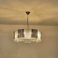 LÁMPARA COLGANTE METAL-VIDRIO 8xE14 MÁX. 8W Ø650mm CROMO ARTE ILLUMINA FOLIA