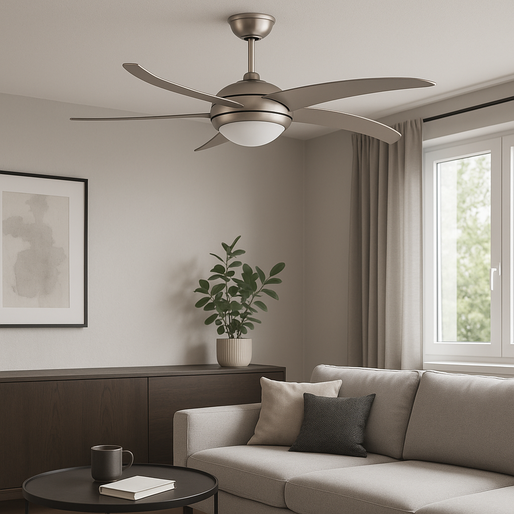 VENTILADOR 5 ASPAS COLOR NIQUEL E27 Φ120 70W C/MANDO