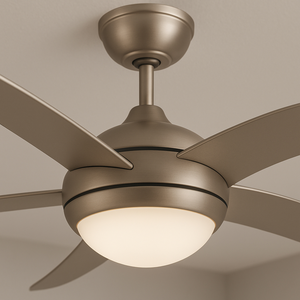 VENTILADOR 5 ASPAS COLOR NIQUEL E27 Φ120 70W C/MANDO