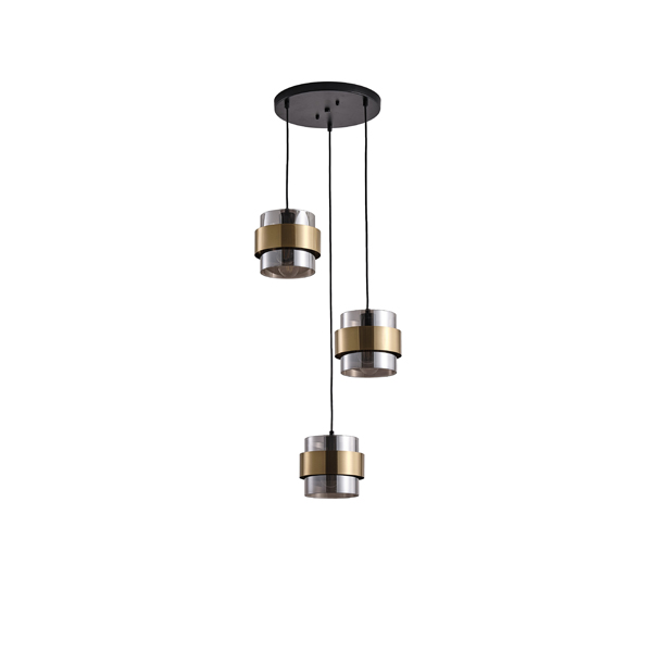 LÁMPARA COLGANTE 3 LUCES ROSETA 3xE27 MÁX. 15W MÁX. 15W 430x1215mm MÁX. 15W ORO NEGRO ARTE ILLUMINA RELIAC