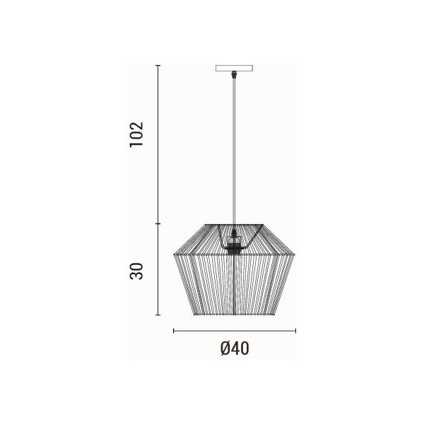 LÁMPARA COLGANTE RATÁN 1xE27 MAX 15W 400x1320mm MARRÓN ARTE ILLUMINA VENTO