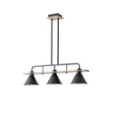 LÁMPARA COLGANTE MADERA-METAL 3 LUCES 3xE27 MAX 15W 780x180x865mm NEGRO ARTE ILLUMINA CONO