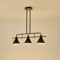 LÁMPARA COLGANTE MADERA-METAL 3 LUCES 3xE27 MAX 15W 780x180x865mm NEGRO ARTE ILLUMINA CONO