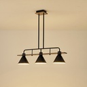 LÁMPARA COLGANTE MADERA-METAL 3 LUCES 3xE27 MAX 15W 780x180x865mm NEGRO ARTE ILLUMINA CONO