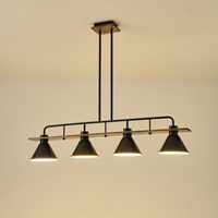 LÁMPARA COLGANTE MADERA-METAL 4 LUCES 4xE27 MAX 15W 1030x180x865mm NEGRO ARTE ILLUMINA CONO