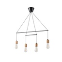 LÁMPARA COLGANTE MADERA-METAL 4 LUCES 4xE27 MÁX. 15W 930x120x1180mm NEGRO ARTE ILLUMINA EDISON