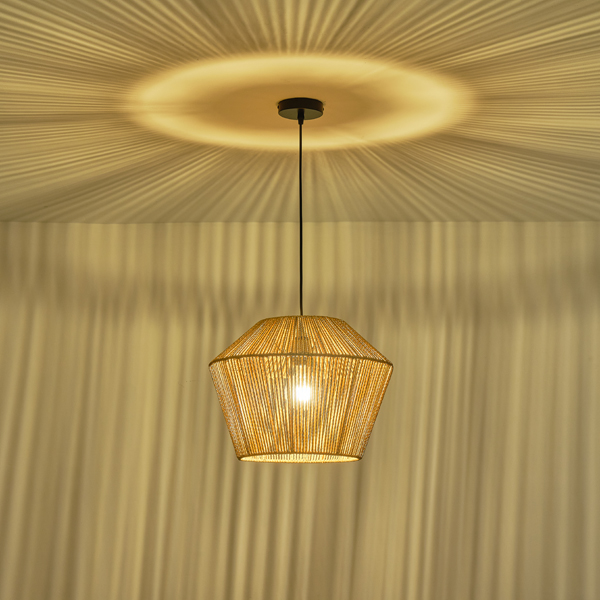 LÁMPARA COLGANTE RATÁN 1xE27 MAX 15W 400x1320mm MARRÓN ARTE ILLUMINA VENTO