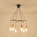 LÁMPARA COLGANTE MADERA-METAL 6 LUCES 6xE27 MÁX 15W 650x650x1180mm NEGRO ARTE ILLUMINA EDISON