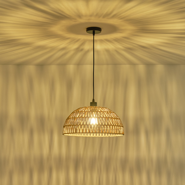 LÁMPARA COLGANTE RATÁN 1xE27 MÁX. 15W Ø390mm MARRÓN ARTE ILLUMINA VENTO