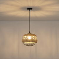 LÁMPARA COLGANTE CUERDA-METAL Ε27 MAX 15W 300x300x1370mm NEGRO-CAQUI ARTE ILLUMINA HELIOS