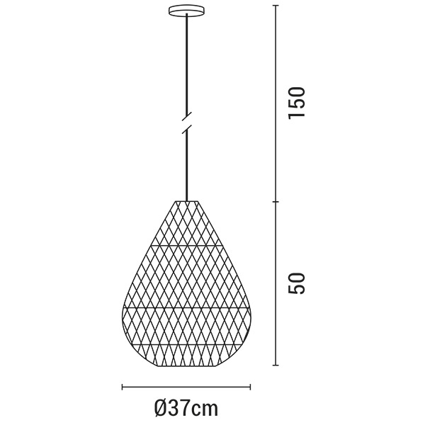 LÁMPARA COLGANTE  E27 MAX 60W D370xH500 RATÁN BLANCO ARTE ILLUMINA KAI