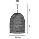 LÁMPARA COLGANTE  E27 MAX 60W D650xH850 RATÁN BLANCO ARTE ILLUMINA KAI