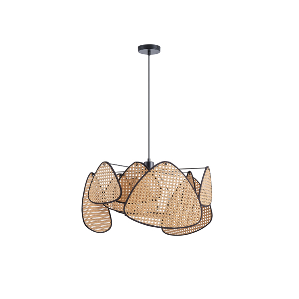LÁMPARA COLGANTE RATÁN 1xE27 MAX 15W 390×1270mm MARRÓN-NEGRO ARTE ILLUMINA KAI