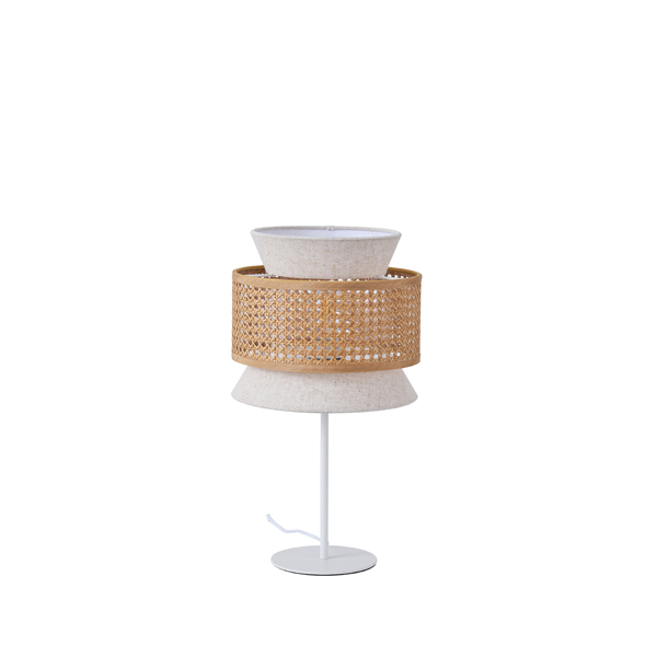 LÁMPARA DE MESA TELA 1xE27 MAX 5W 260x460mm BEIGE-BLANCO MATE ARTE ILLUMINA ISLA