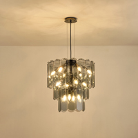 LÁMPARA COLGANTE METAL-VIDRIO 14ΧΕ14 ΜΑΧ 8W Ø550mm NEGRO ARTE ILLUMINA MIRA