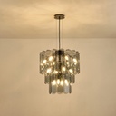 LÁMPARA COLGANTE METAL-VIDRIO 14ΧΕ14 ΜΑΧ 8W Ø550mm NEGRO ARTE ILLUMINA MIRA