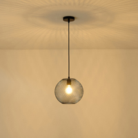 LÁMPARA COLGANTE DE METAL 1xE27 MÁX. 15W 350x350Χ1360mm NEGRO ARTE ILLUMINA MESH
