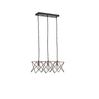 LÁMPARA COLGANTE METAL 3 LUCES 3xE27 MÁX. 15W 517X175x1240mm NEGRO ARTE ILLUMINA BRAWCK