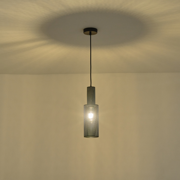 LÁMPARA COLGANTE DE HORMIGÓN Y HIERRO 1xΕ27 MÁX. 15 W 100 x 100 x 340 mm NEGRO ARTE ILLUMINA SCOURO